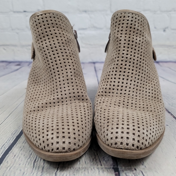 FRANCO SARTO | Dale 2 perforated suede leather heeled ankle booties boots - Picture 6 of 10